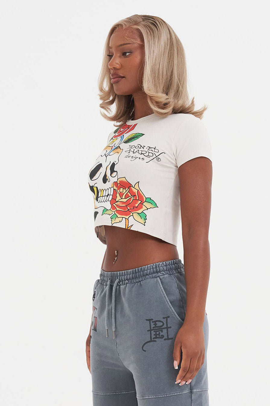 Maglietta con crop - Beige chiaro