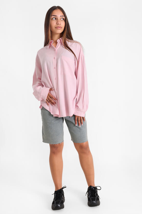 Oversize Leinenhemd - Rosa