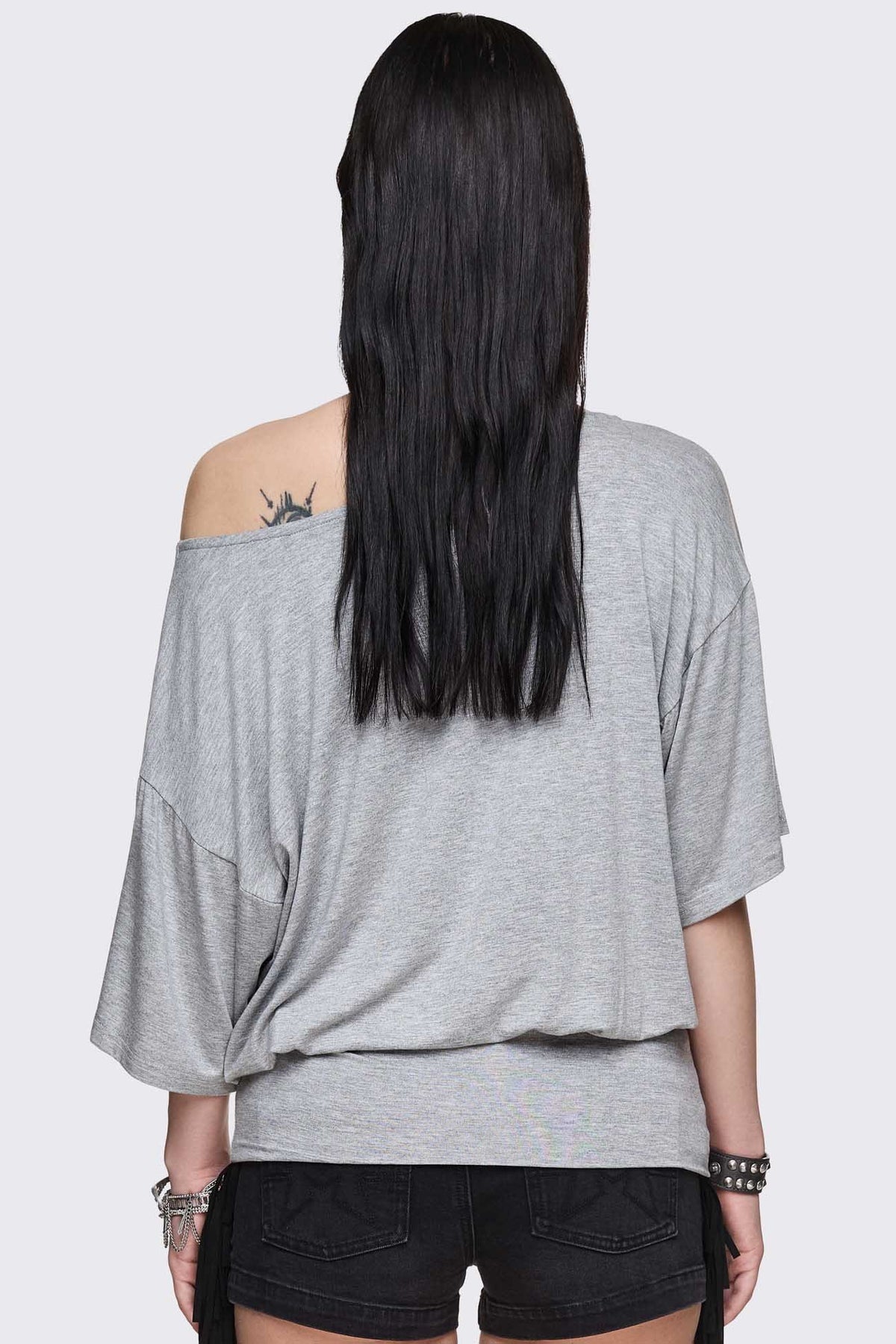 Muse off-shoulder t-shirt - Grey Melange