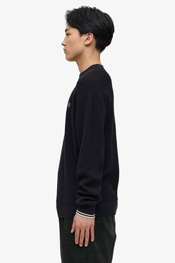 Strickpullover aus Waffelstoff - Black