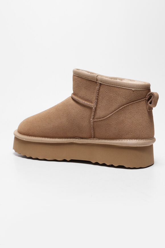 Lined platform ankle boot - Cappuccino