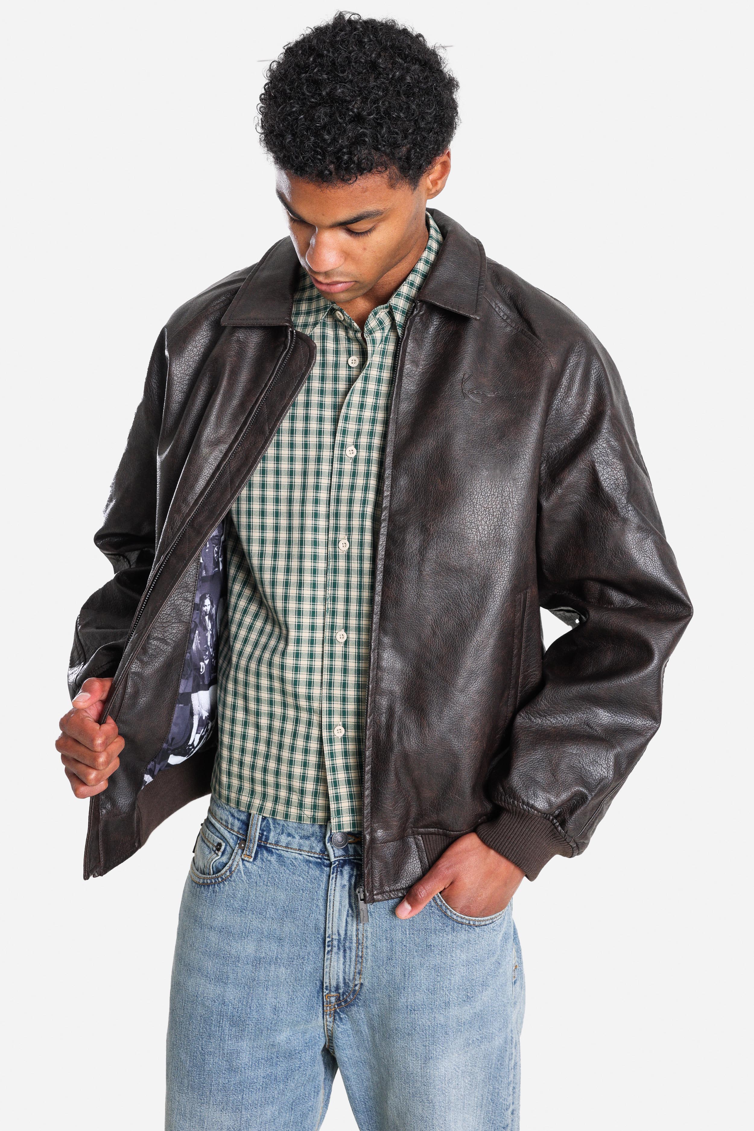 Bomber Kunstlederjacke - Dark Brown