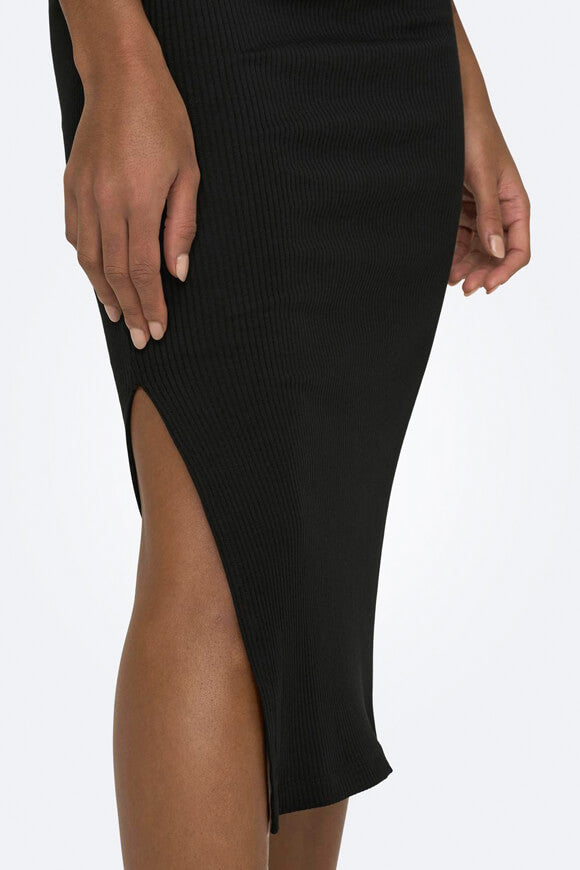 Belfast Ribbed Midi Dress - Black