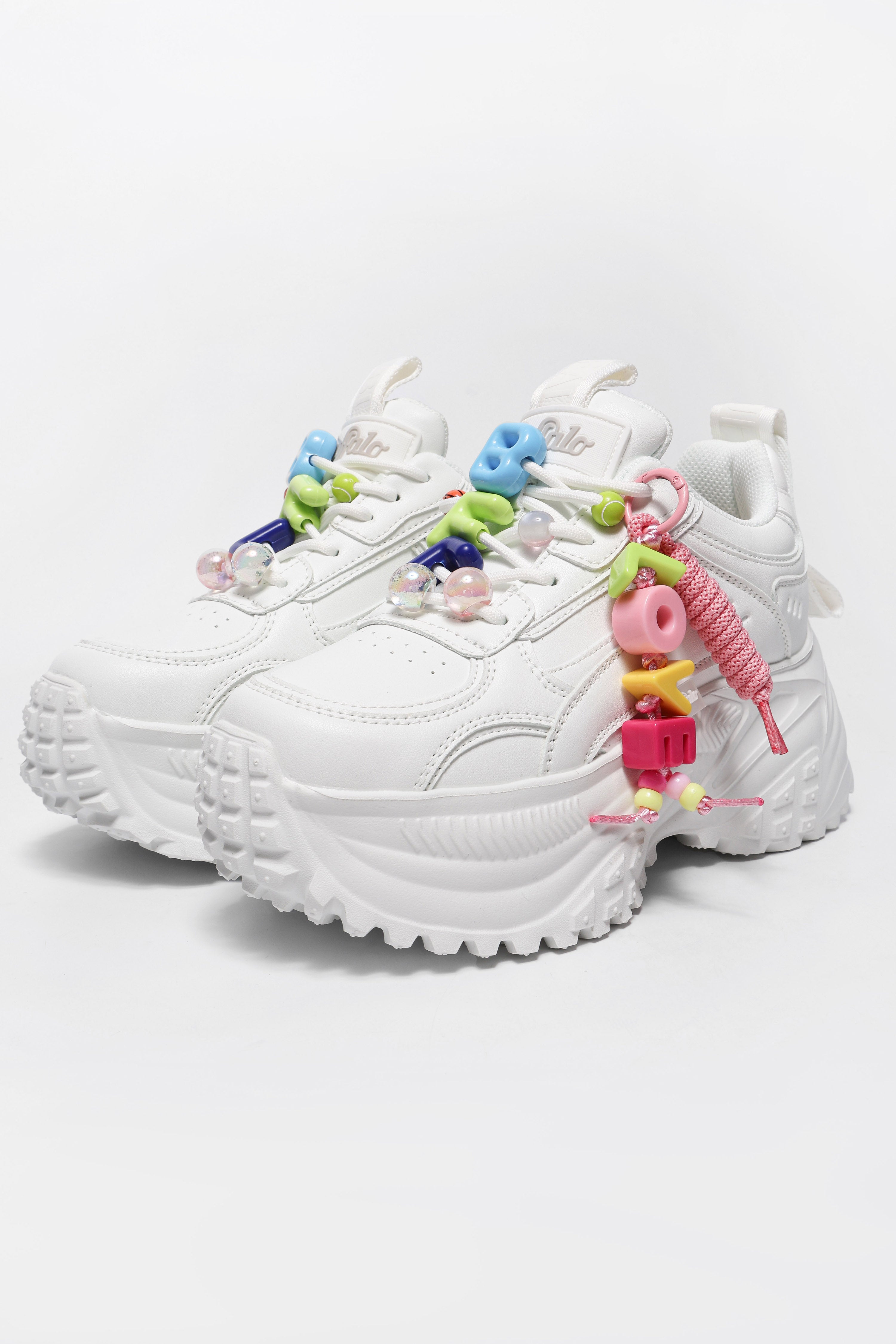 Vegan Turbo Fun Plateau Sneaker - White + Multicolor