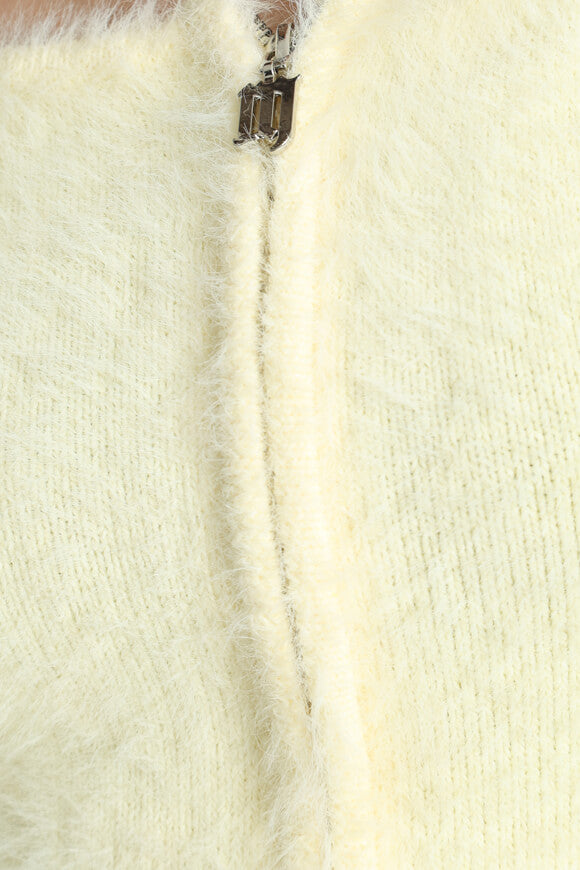 Pull off shoulder en tricot poilu - Jaune clair
