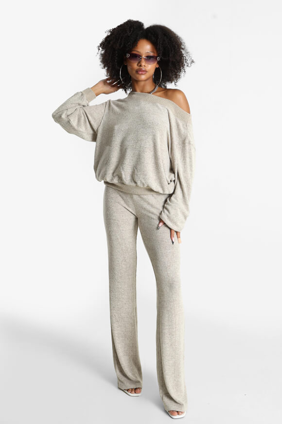 Flare Strickhose - Beige meliert