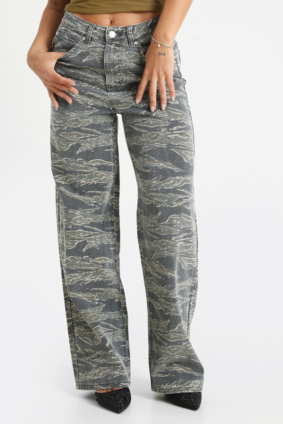 Baggy jeans - gray + camouflage