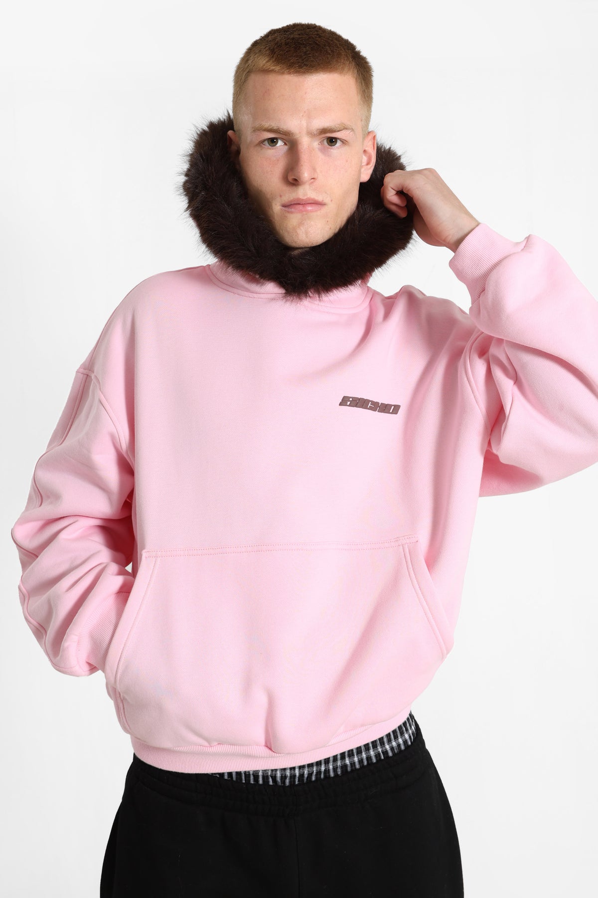 Kapuzensweatshirt - Pink + Braun