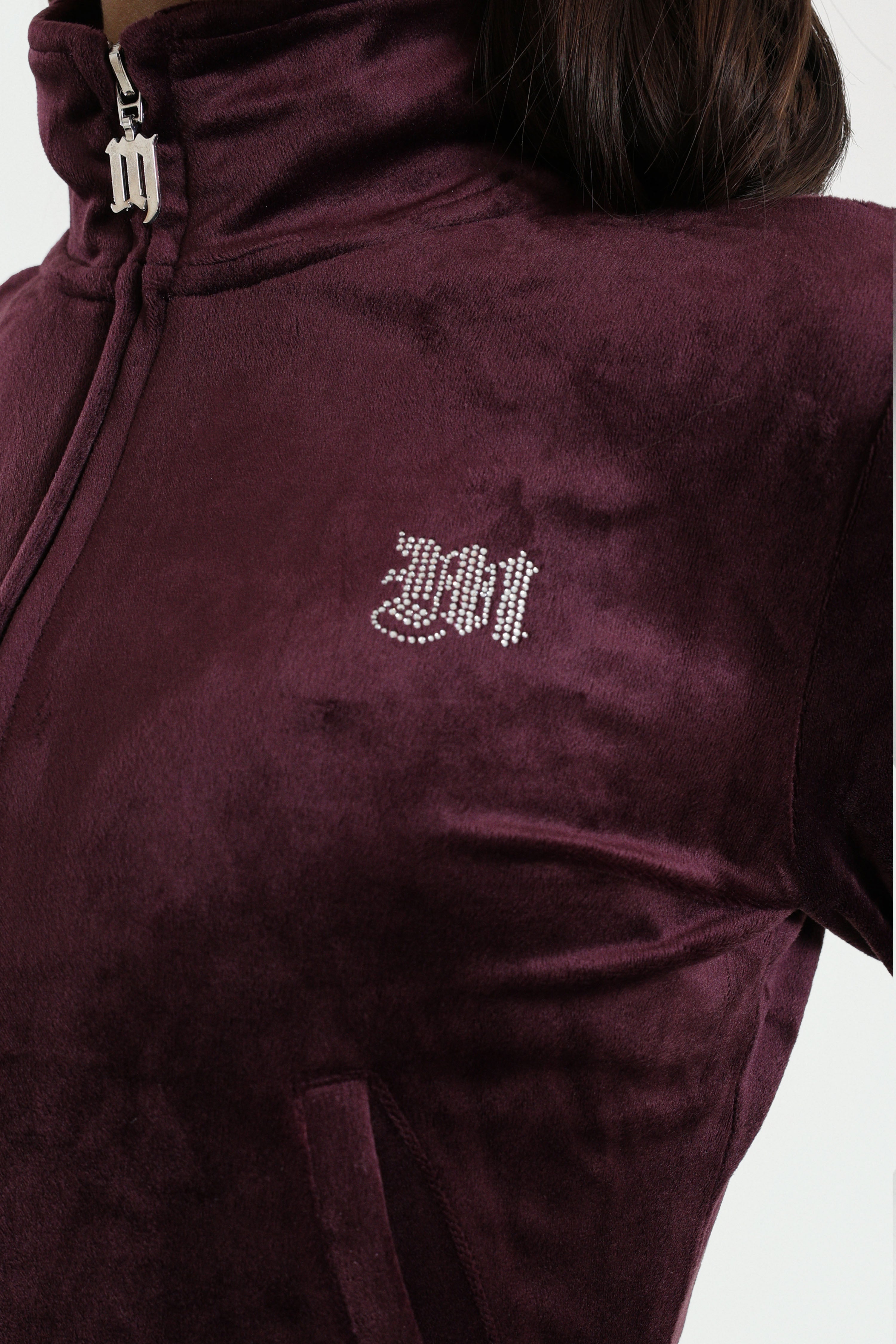 Veste courte en velours - Aubergine