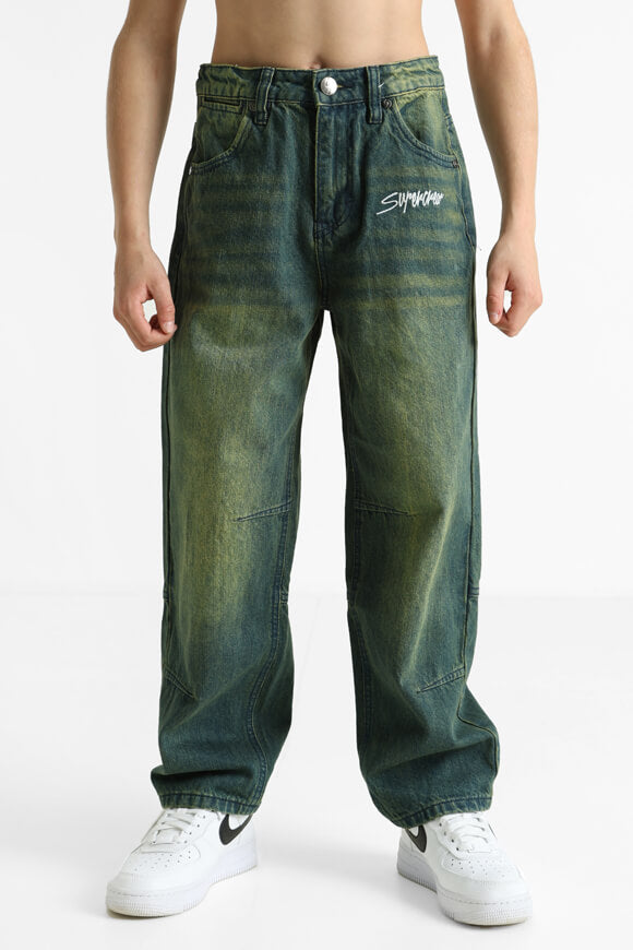 Baggy fit jeans - blue/green