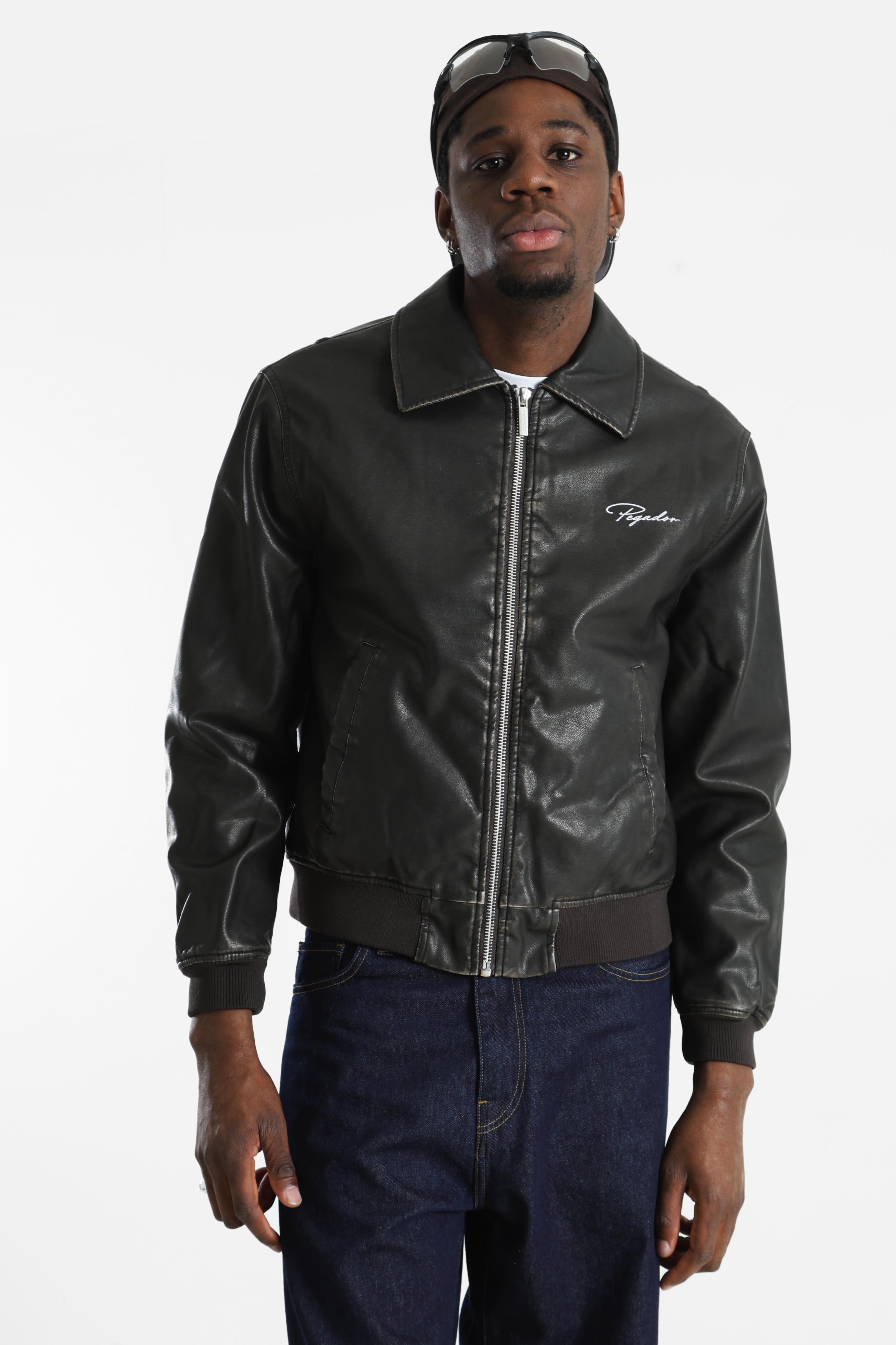 Giacca Colton Vintage Bomber in ecopelle - Nero