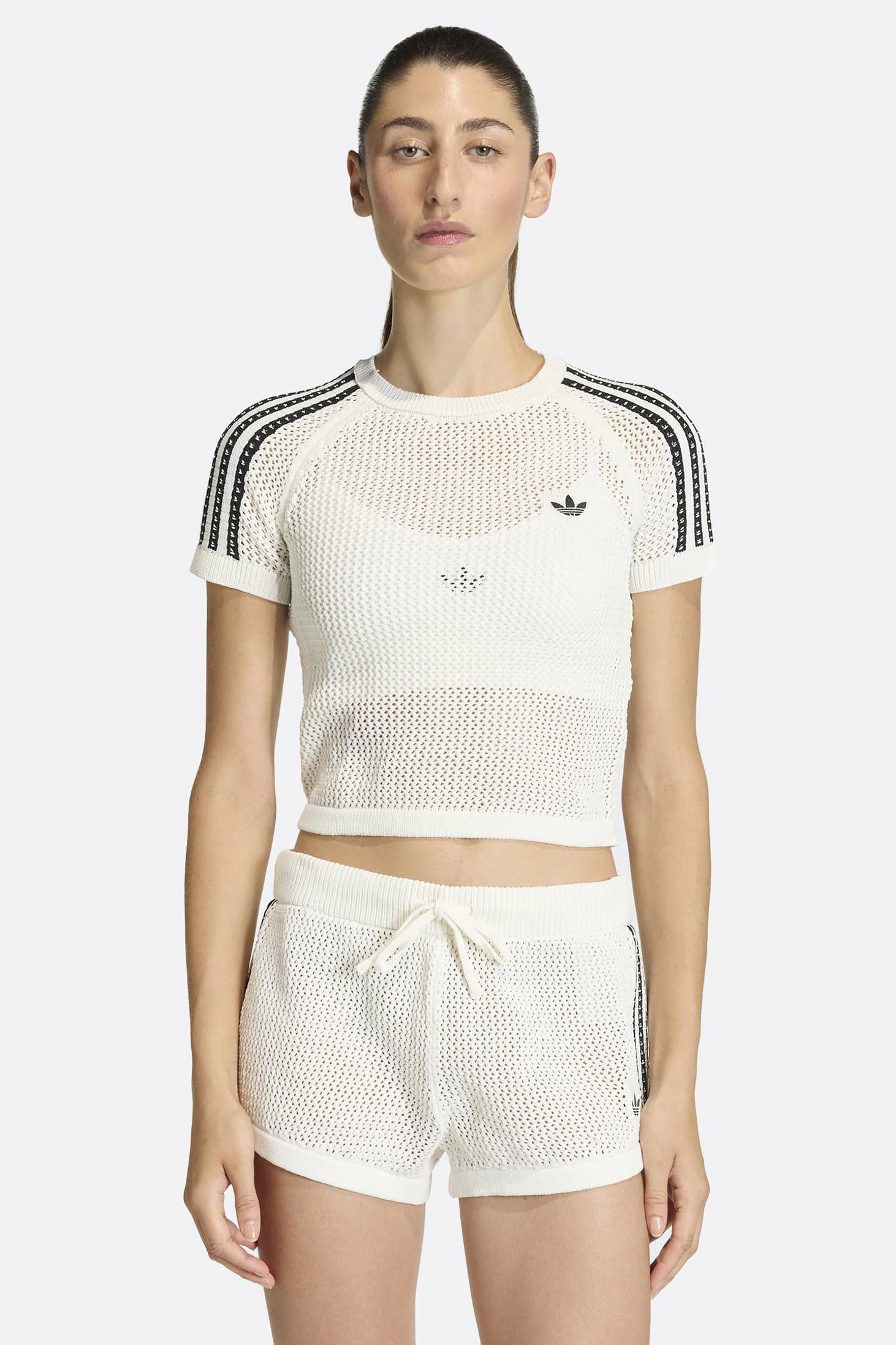 Crochet cropped T-shirt - Off White