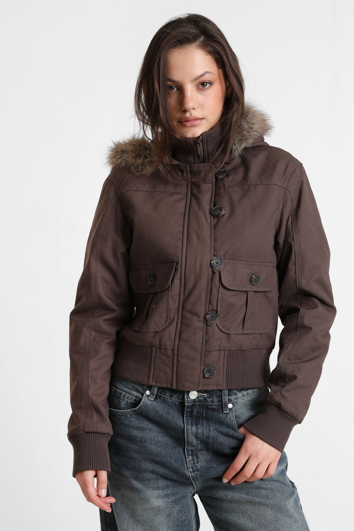 Giacca bomber foderata - Brun foncé