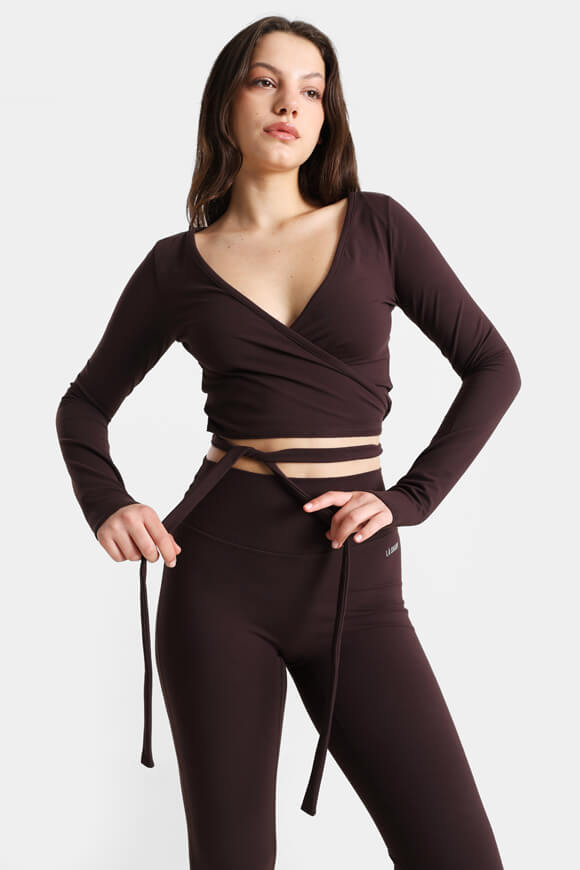 T-shirt à manches longues Crop - Marron foncé