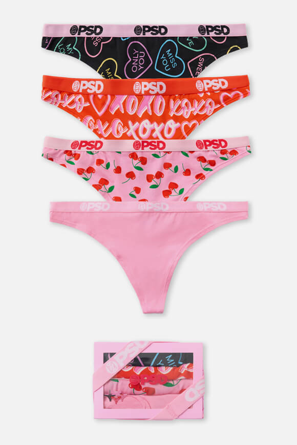 Viererpack Strings - Black + Red + Pink