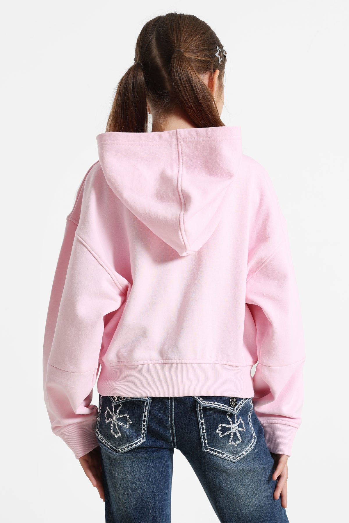 Sweat ample zippé à capuchon - Rose