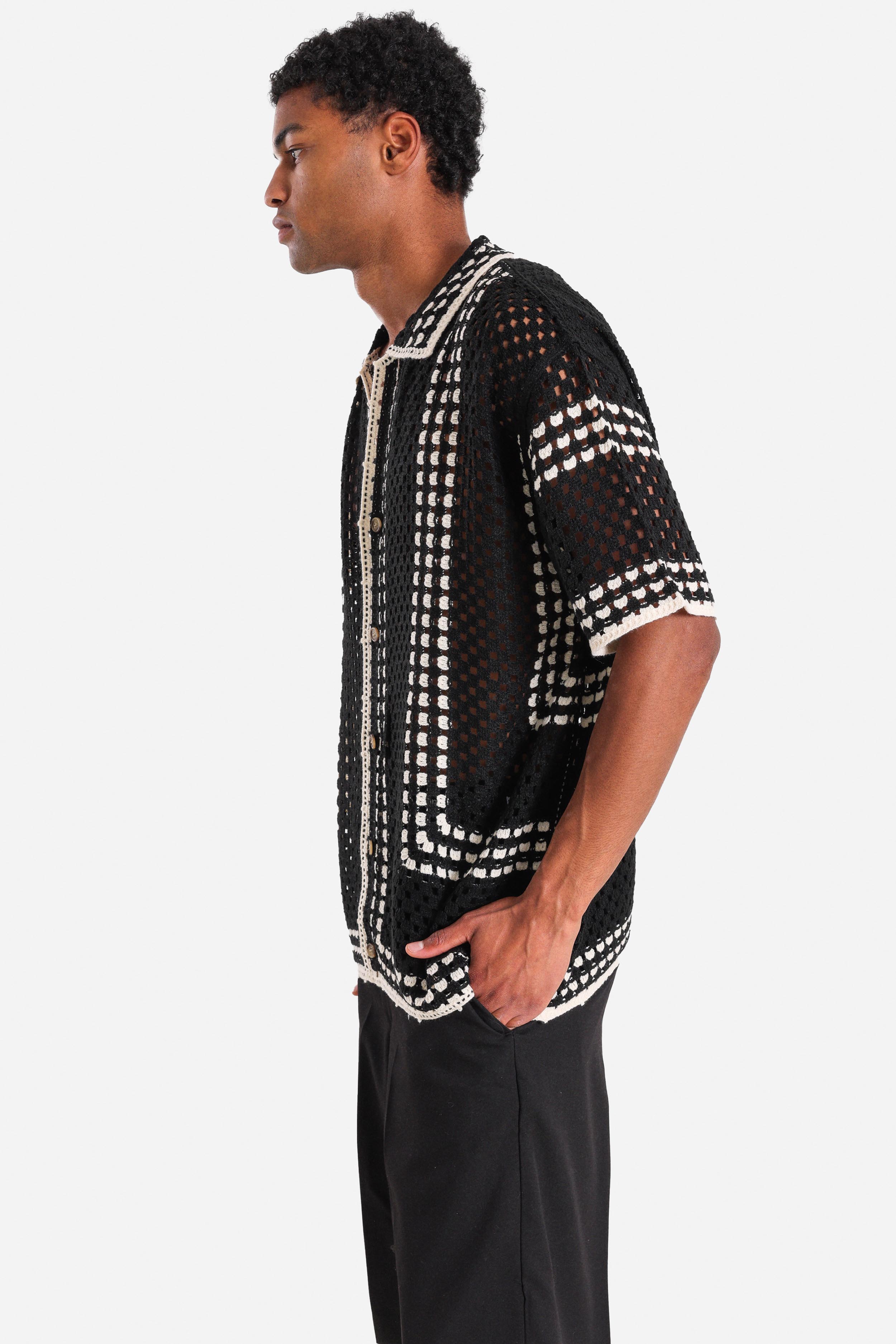 Häkelhemd - Black + White
