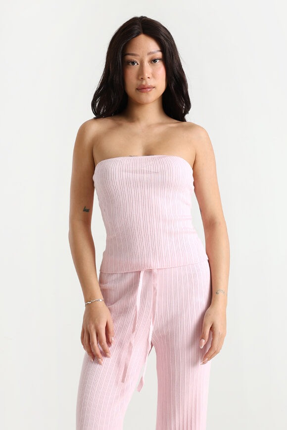 Top in maglia a fascia a coste - Rosa