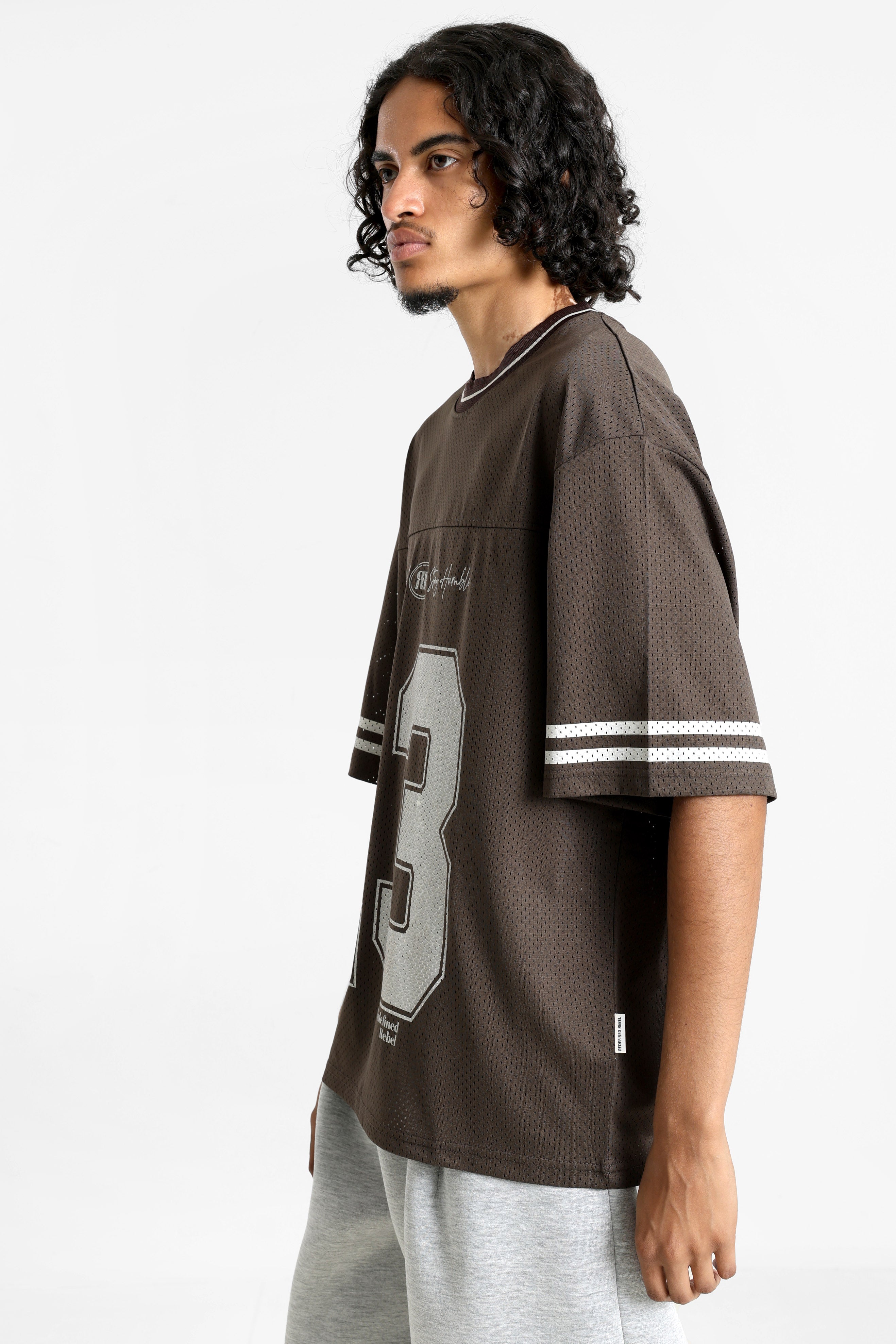 RRALVARO Mesh Oversize T-Shirt - Turkish Coffee