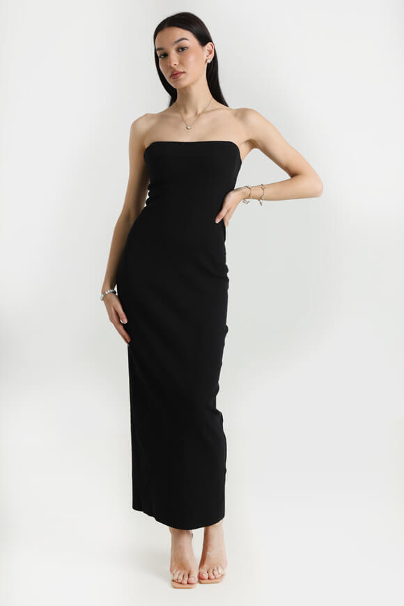 Ribbed bandeau maxi dress - black