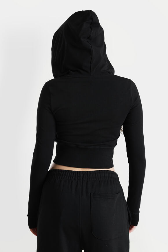 Cropped zip-up hoodie - Black