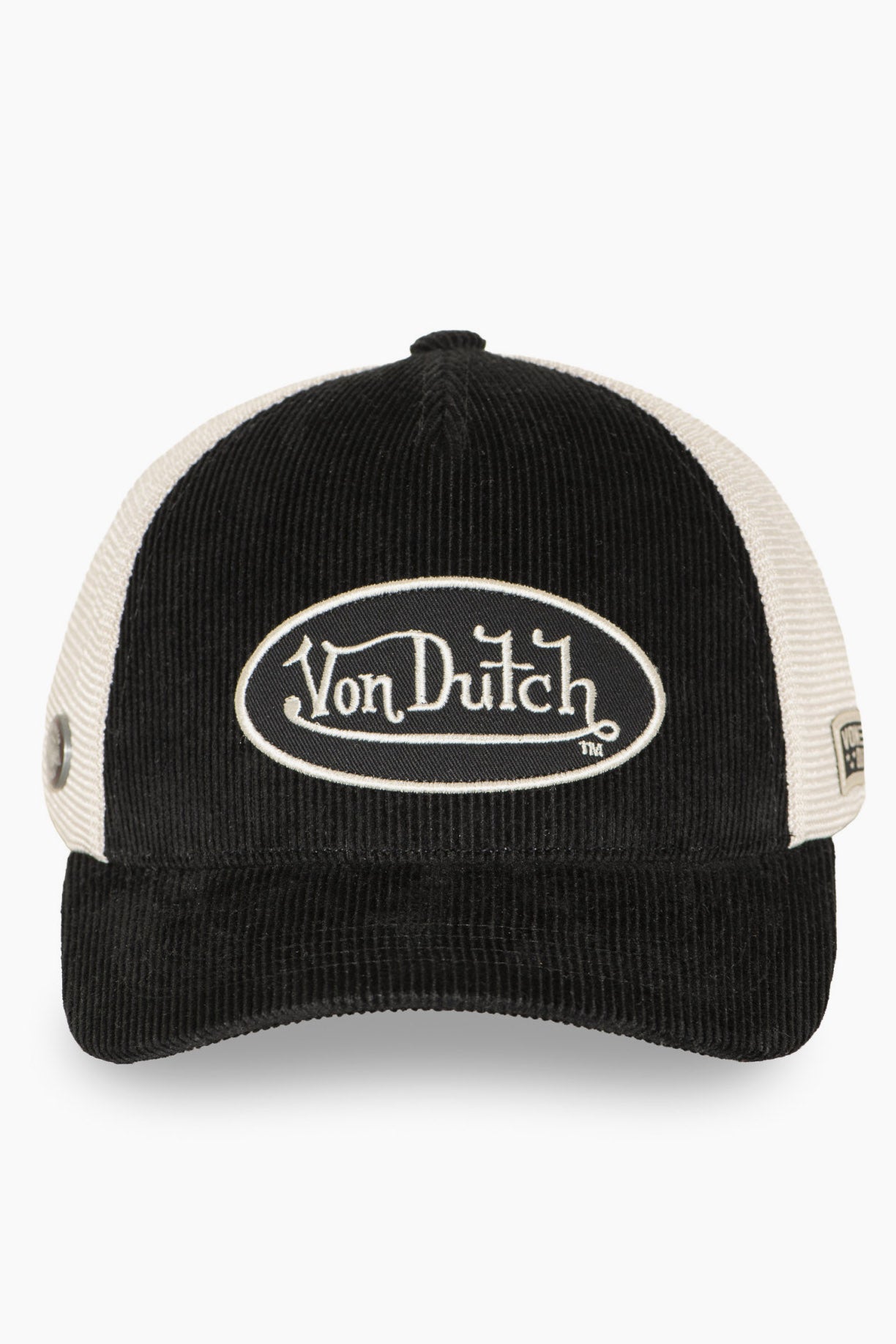 Cappellino trucker in velluto a coste / strapback - Black + Beige