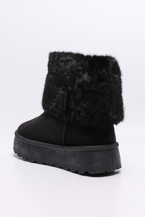 Gefütterte Plateau Stiefelette - Black