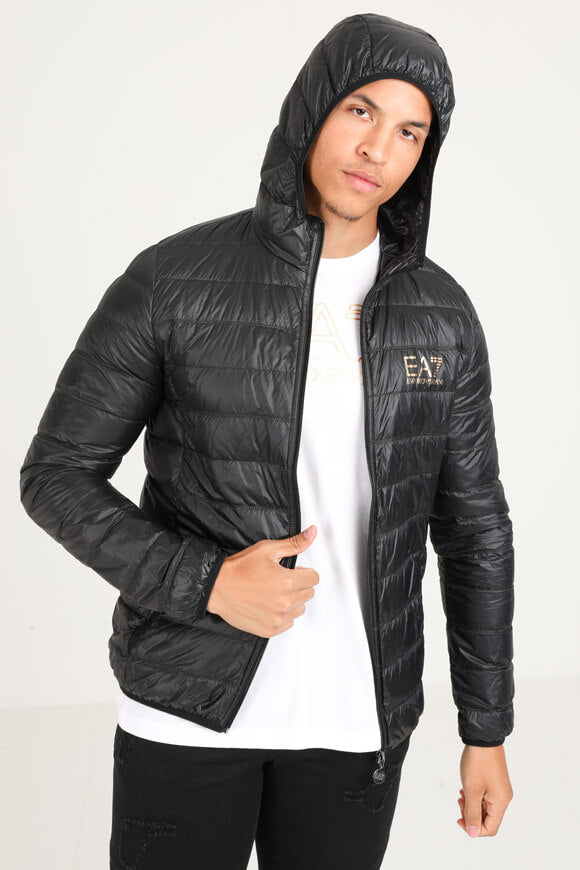 Leichte Puffer Daunenjacke - Black + Gold