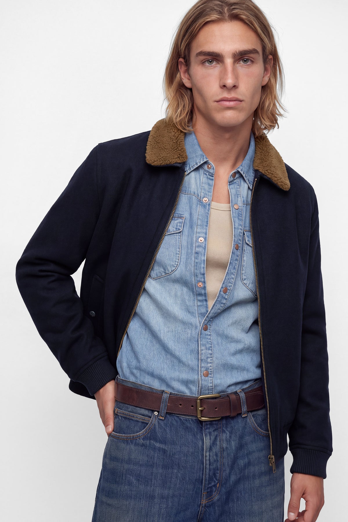 JPRBLUMELVIN veste bomber en laine - Dark Navy