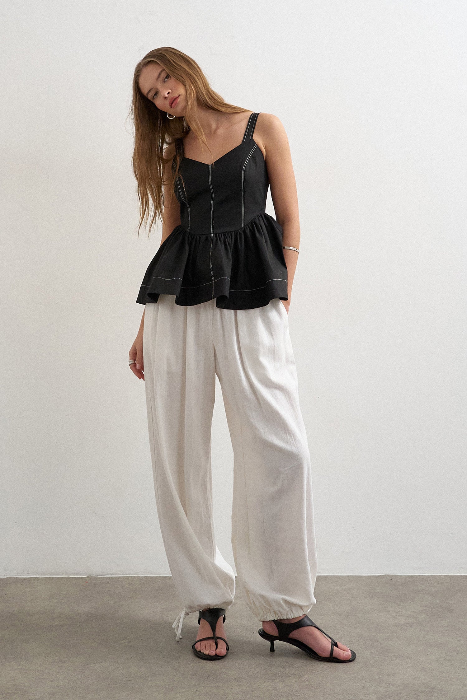 TSMIRANDA Peplum-Top - Black