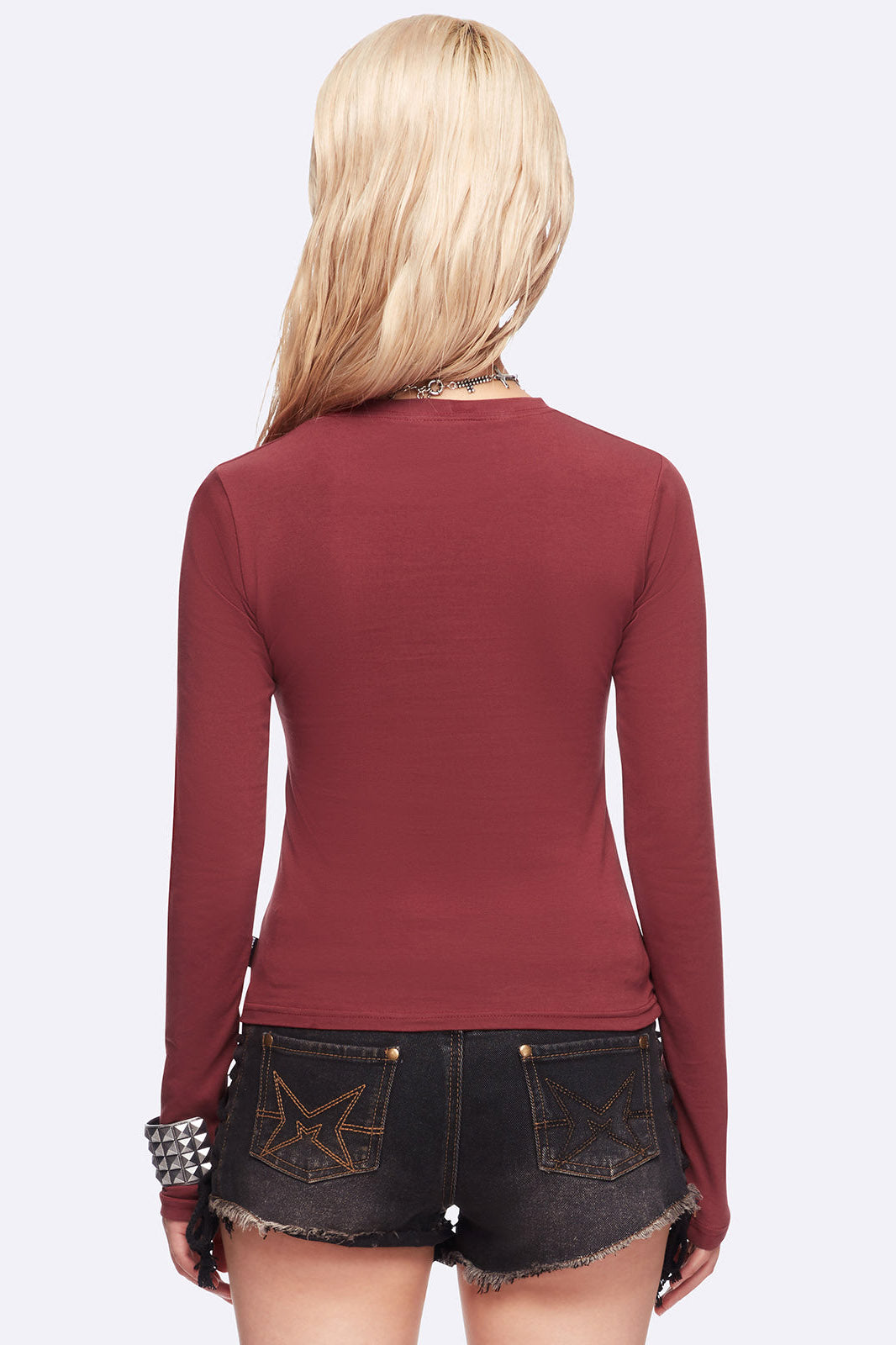 Graveborn Crop Langarmshirt - Dark Red