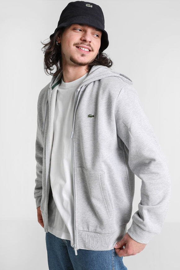 Kapuzensweatjacke - Hellgrau meliert