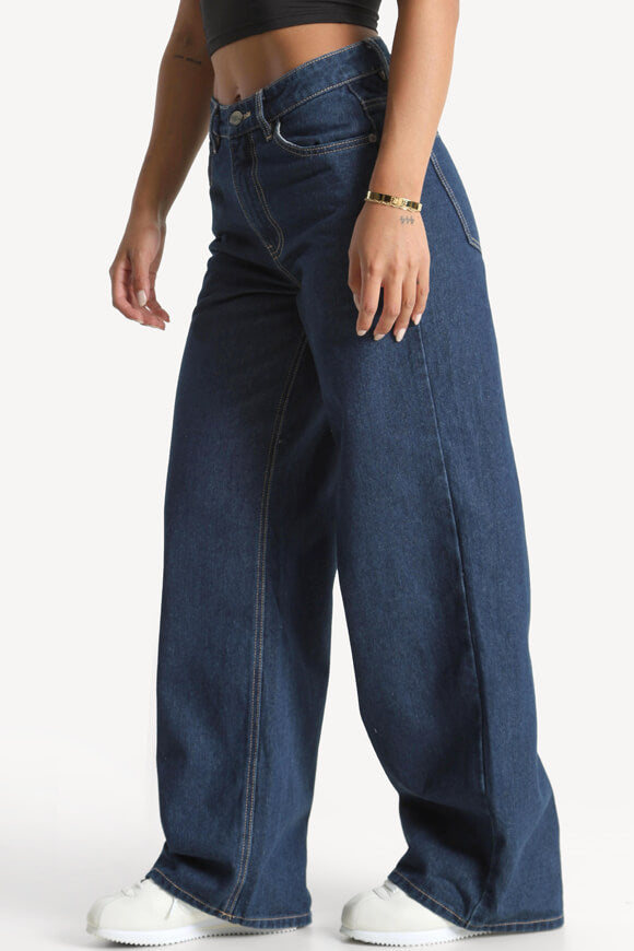 Wide Leg Jeans - Dunkelblau Denim