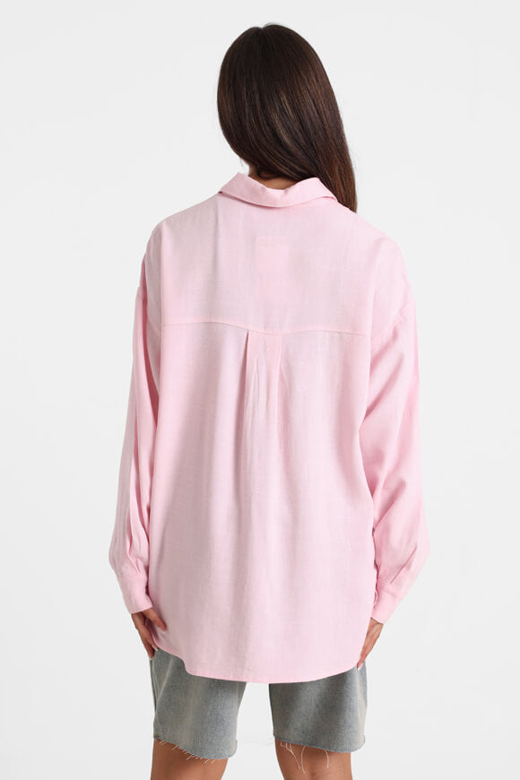 Oversize Leinenhemd - Rosa