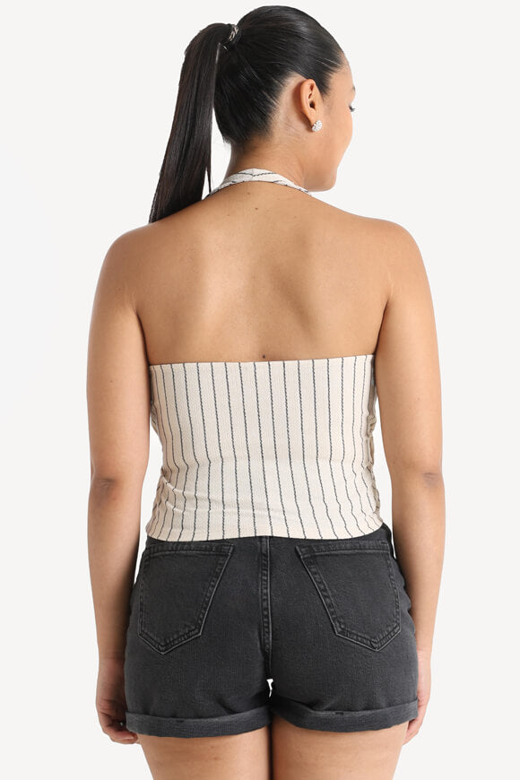 ONLBILL Neckholder Crop Top - Summer Sand + Black