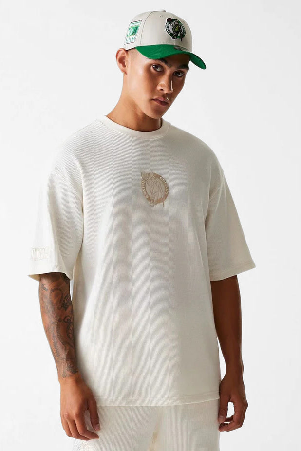 Oversize T-Shirt mit Waffelstruktur - Offwhite