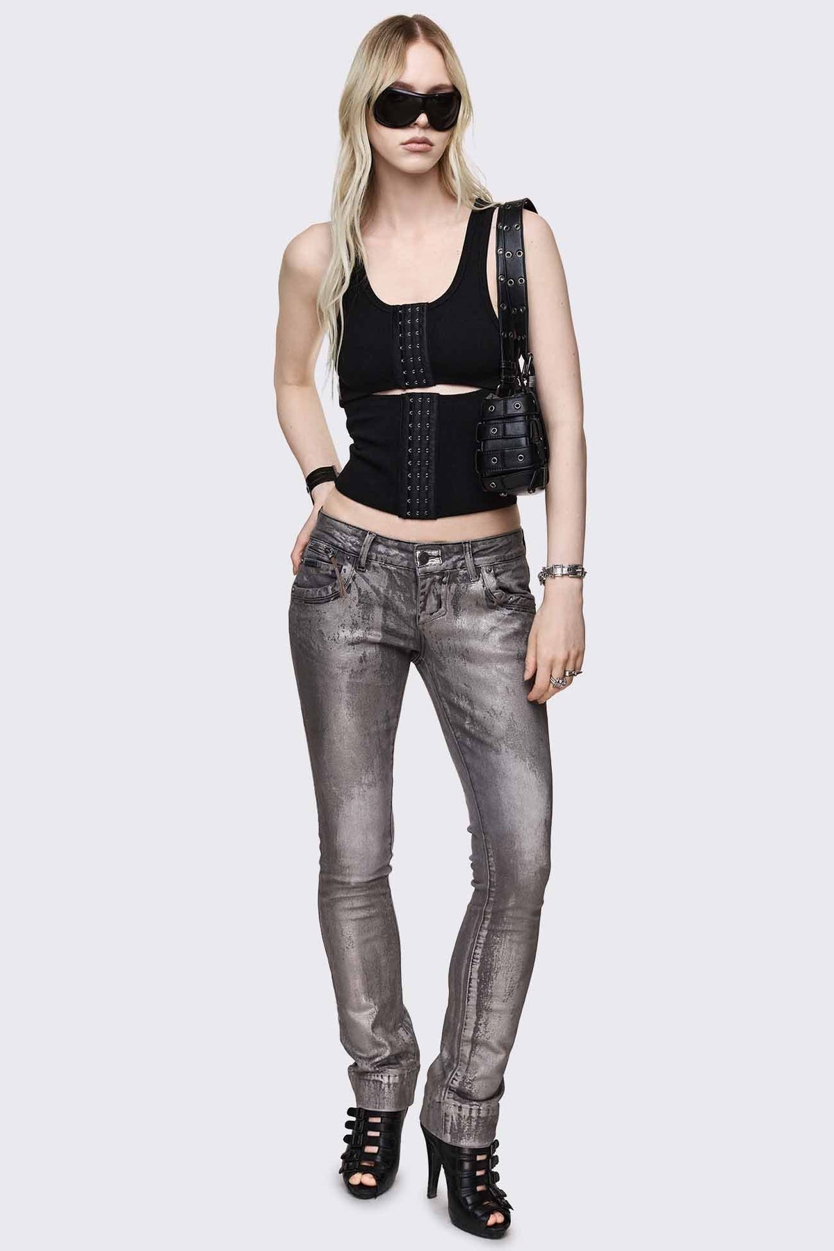 No Escape ribbed cropped tank top - Black