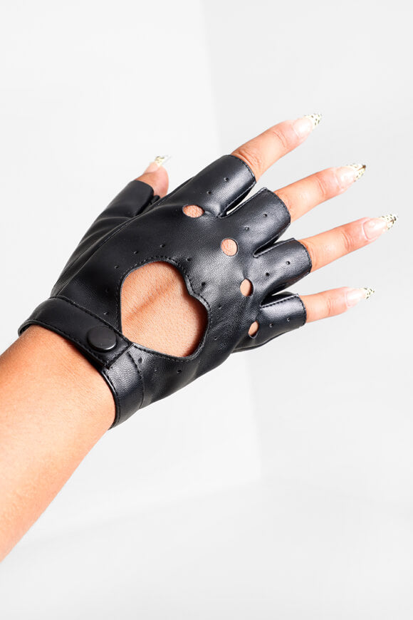 Kunstleder Kurzfingerhandschuhe - Black