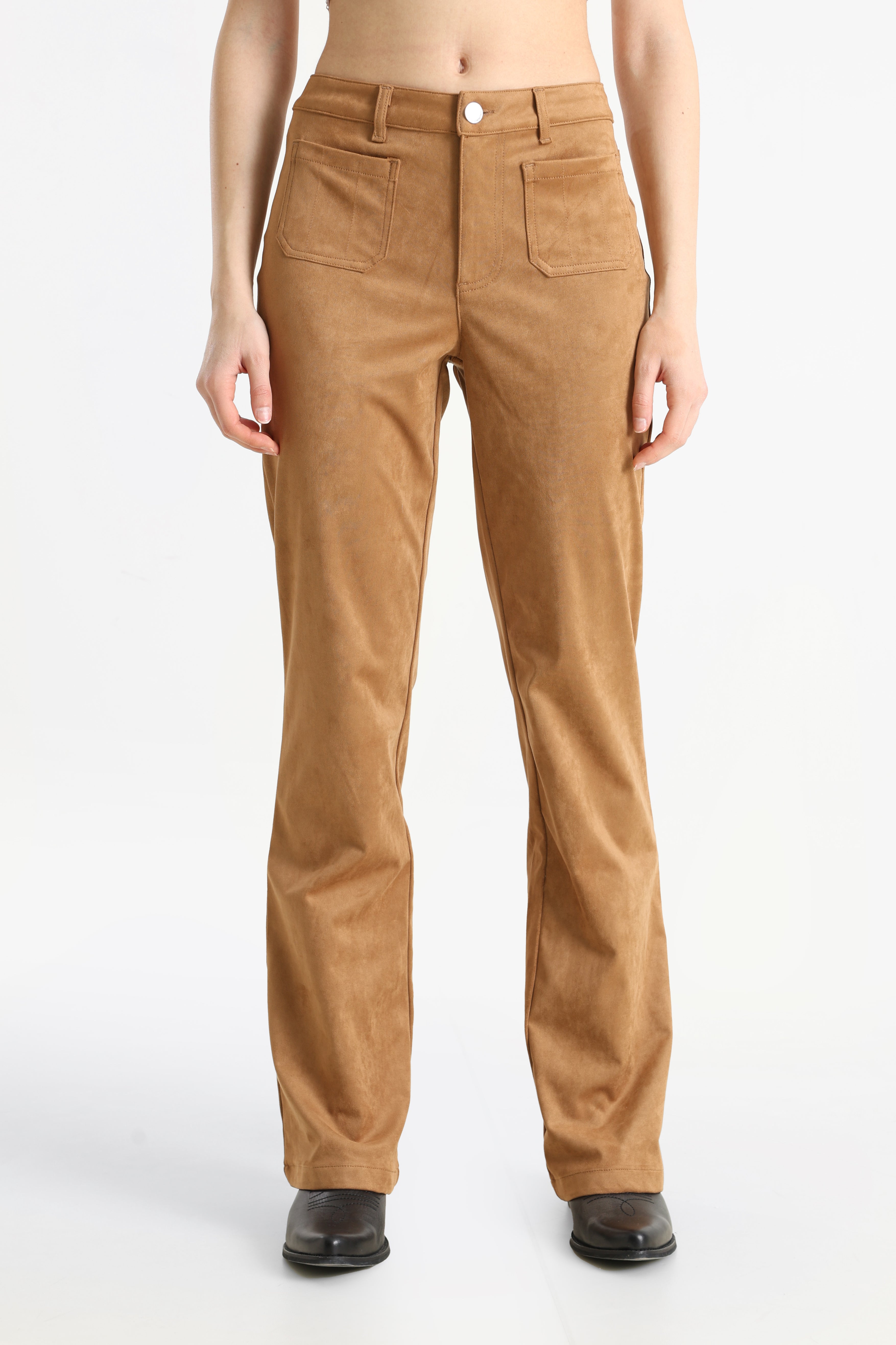Kunstwildleder Hose - Cognac