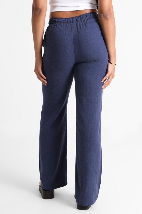 Wide Leg Leinenhose - Navy