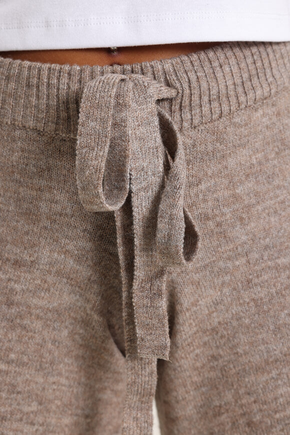 Wide leg knitted trousers - Beige mottled