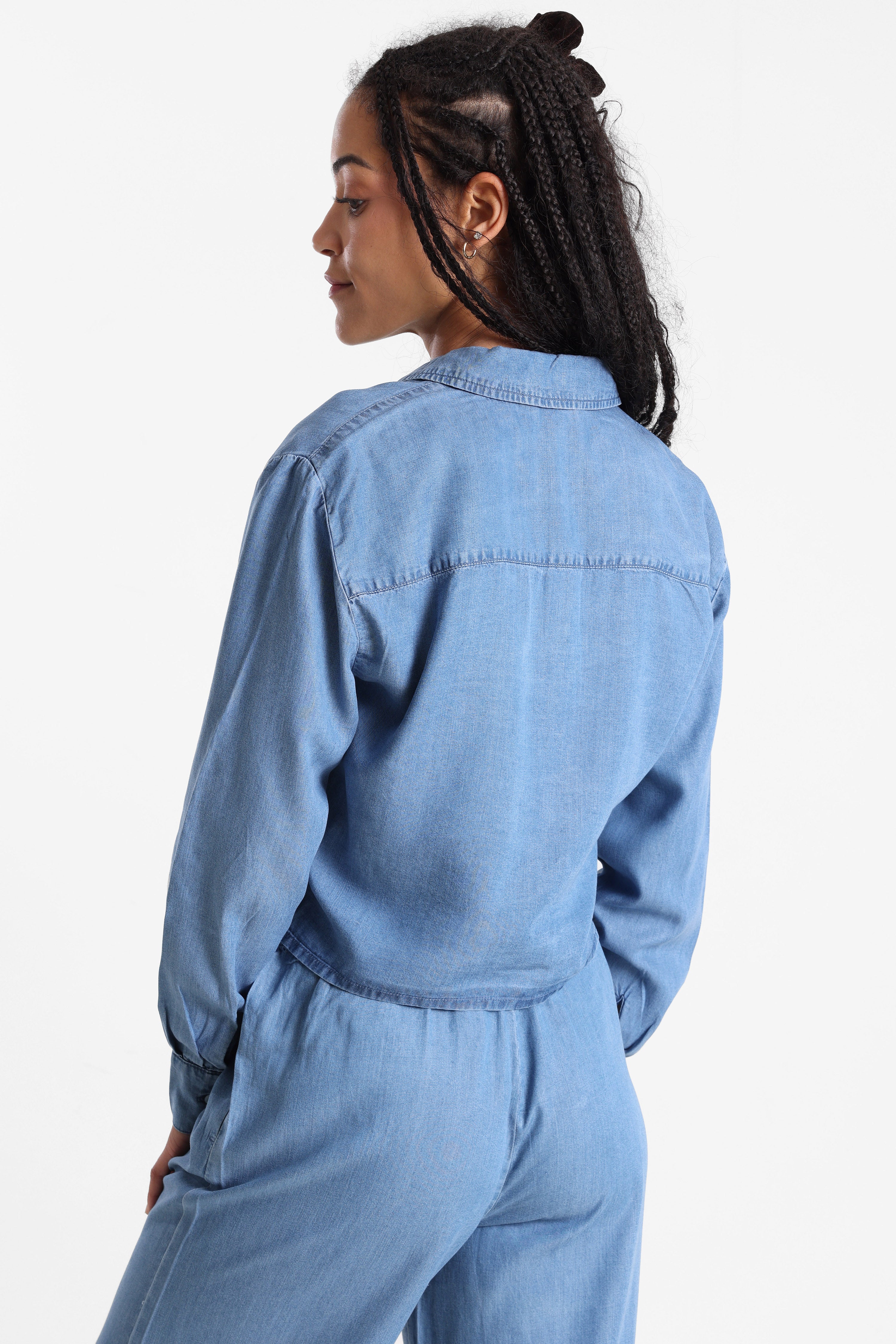 ONLCHARIS Crop Hemd - Medium Blue Denim
