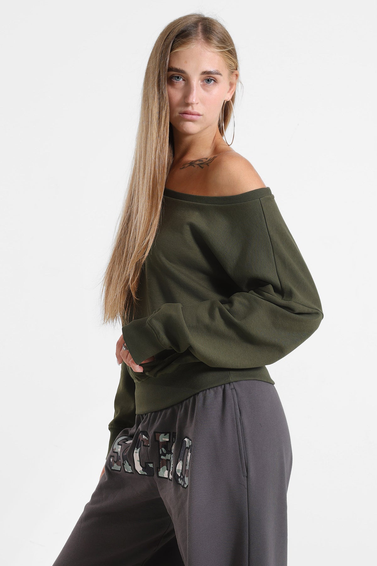 Camicia off shoulder maniche lunghe