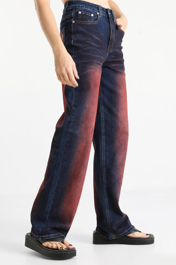 Baggy jeans - dark blue + red