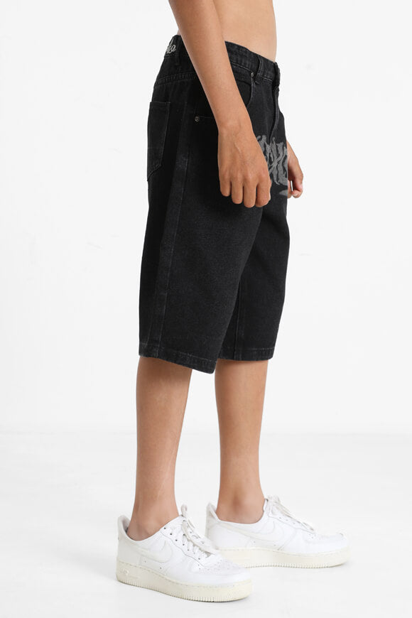 Baggy Fit Jeansshorts - Schwarz Denim