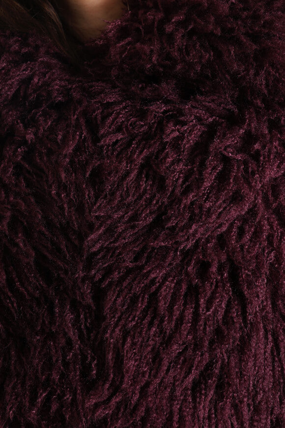 Veste courte en fausse fourrure - Aubergine