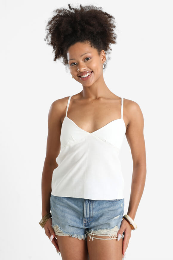 Top con cinturino in lino - Offwhite