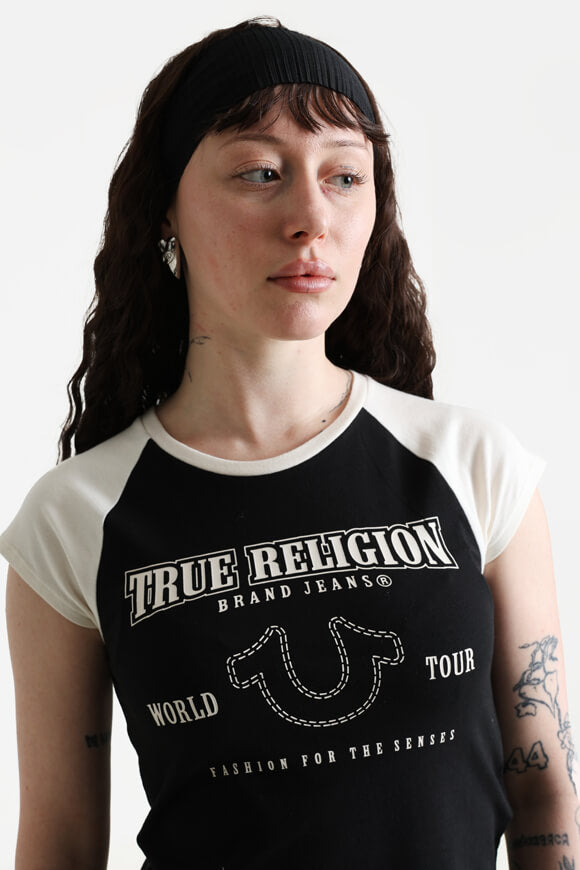 Maglietta Raglan - Nero + bianco sporco