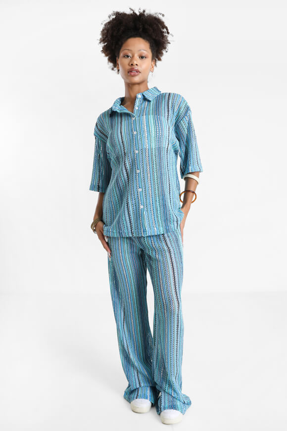Camicia oversize all'uncinetto - blu
