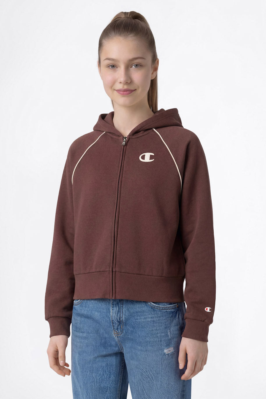 Hooded zip-up sweatshirt - Chocolate